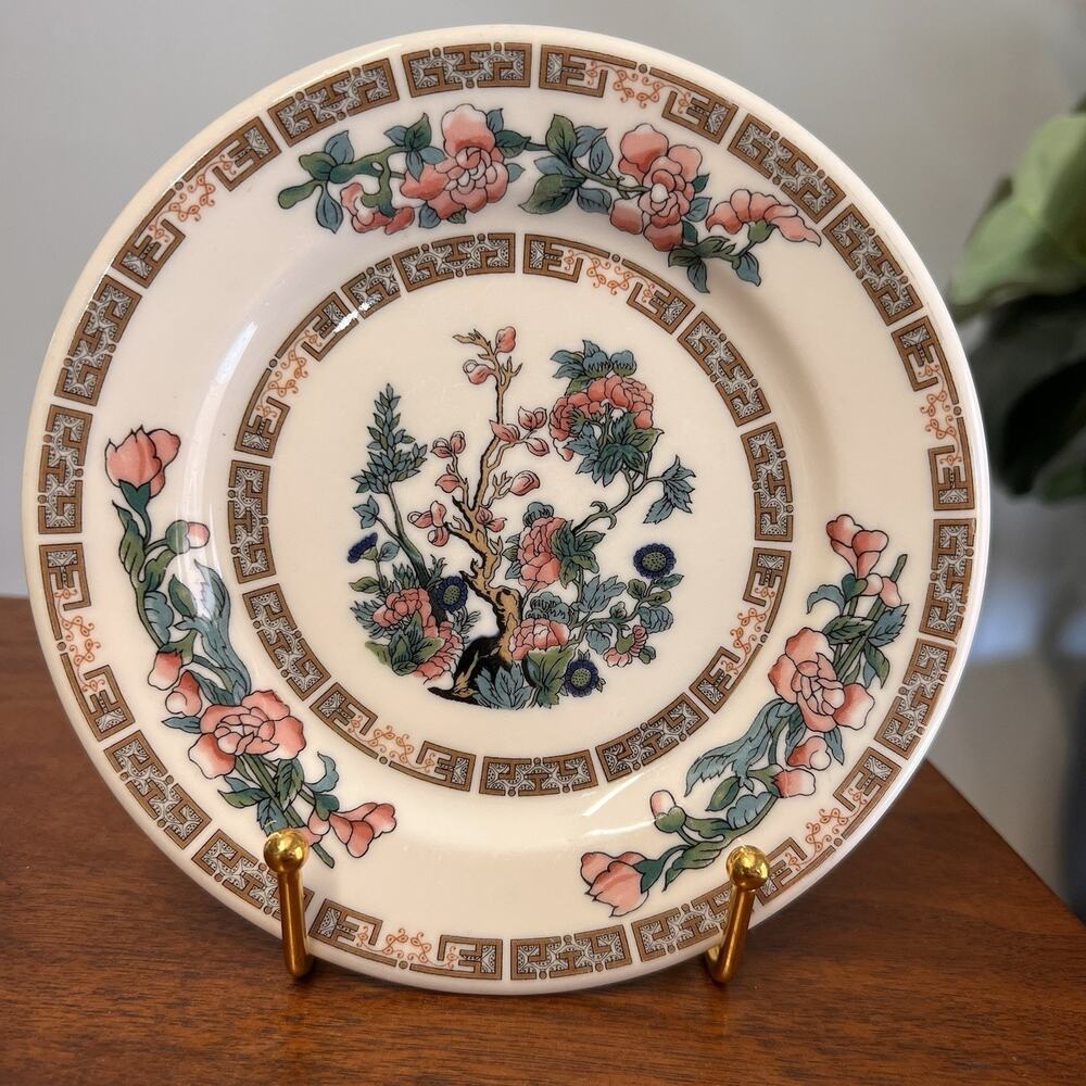 2 x 1960 Syracuse Restaurant Ware Indian Tree Pink Bread Butter Plates 100-C